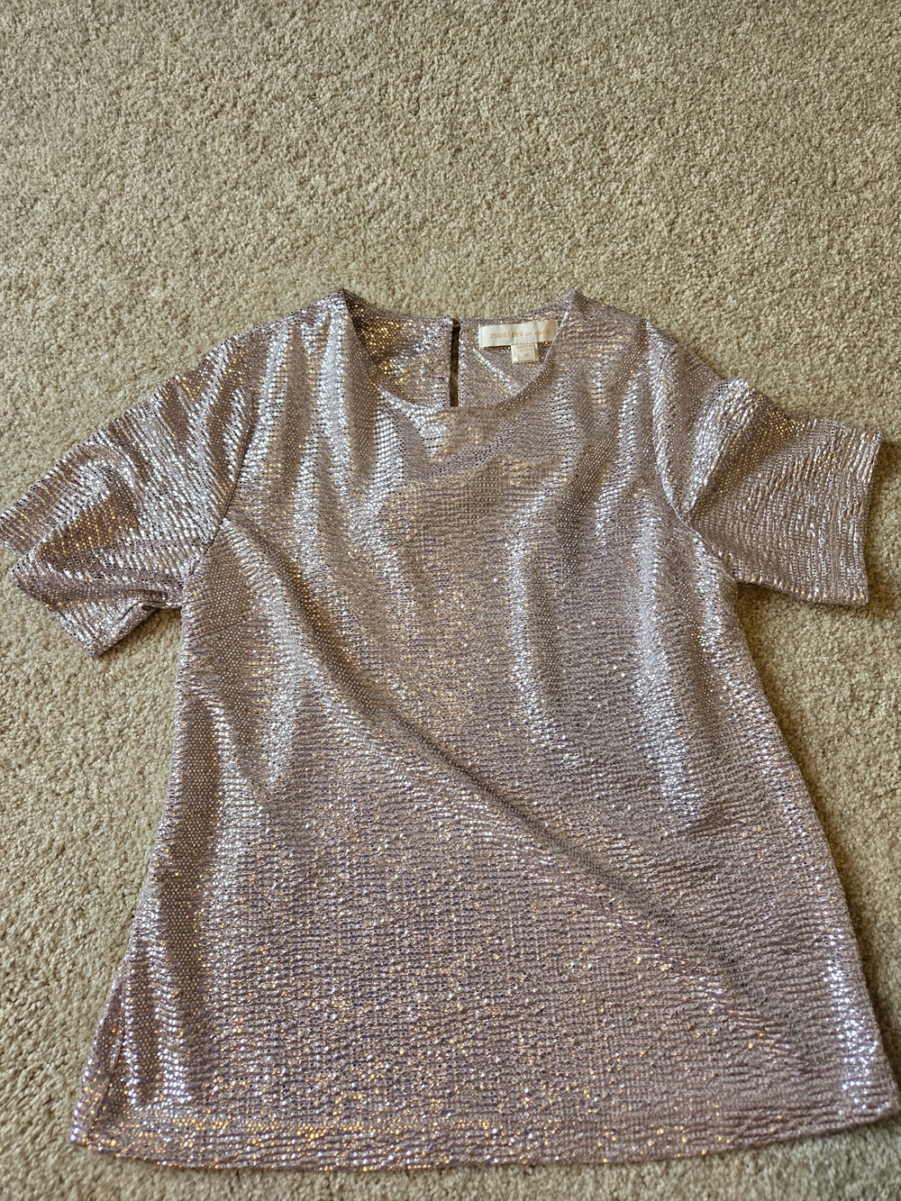 Sparkle Short-Sleeve Sequin Top in Metallics